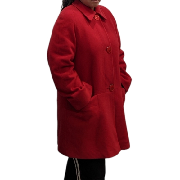 EUC Scarlet Red Wool Cashmere Winter Peacoat Mallia Melanie Lyne size 6 - Picture 4 of 14